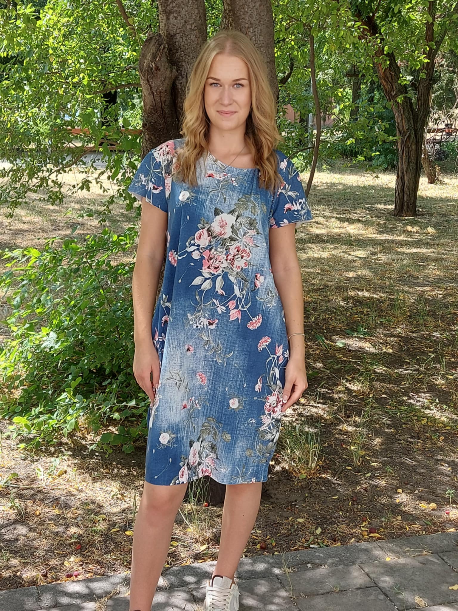 Lézervágott mintás női pamut tunika/ruha -Plus size (L-3XL)