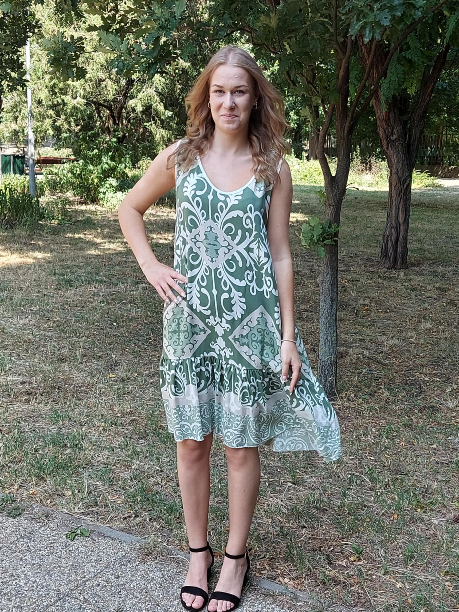 Ujjatlan mintás női ruha – kényelmes elegancia nyári napokra-PLUS SIZE(L-2XL)