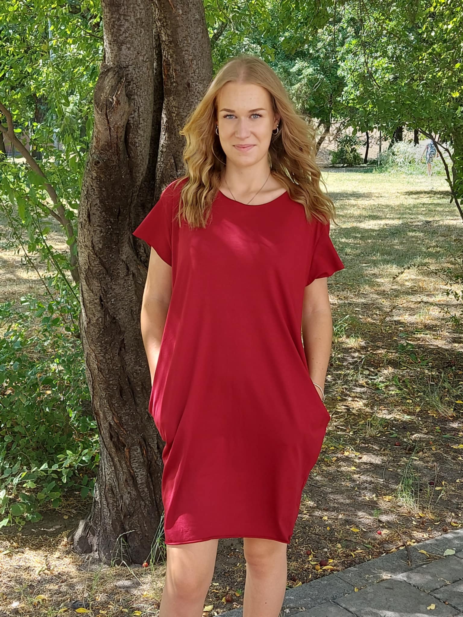 Lézervágott mintás női pamut tunika/ruha -Plus size (L-3XL)