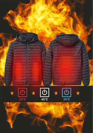 Steppelt fűthető férfi kabát (3XL-6 XL )- FEKETE