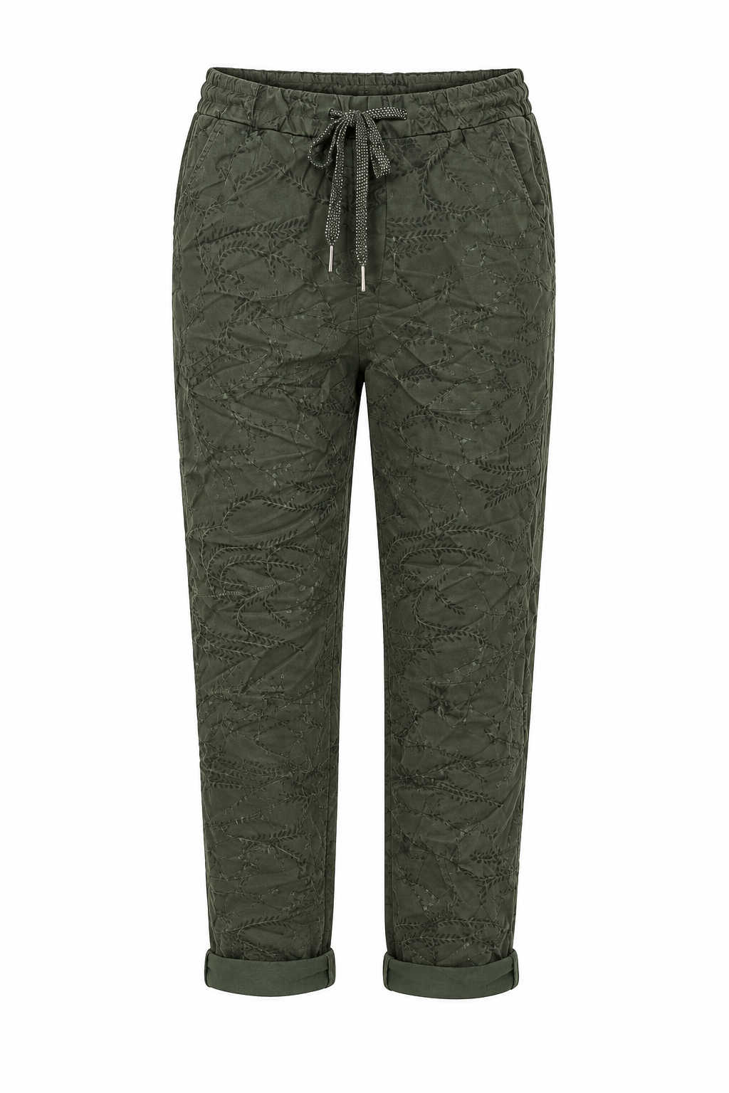 Mintás női nadrág gumis derékkal M–2XL méretben – barna, bézs és khaki színben