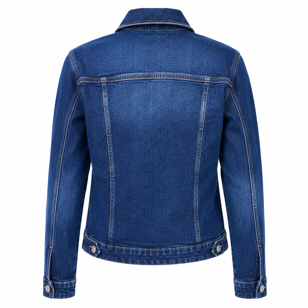 Női kék rugalmas farmerdzseki gombos fazonnal M–3XL méretben