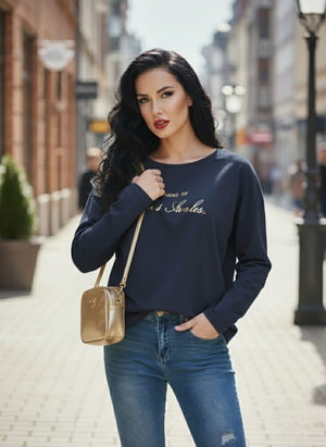 Open image in slideshow, Hosszú ujjú pamut női póló- Khaki, sötétkék, bézs( M/L, XL/XXL)
