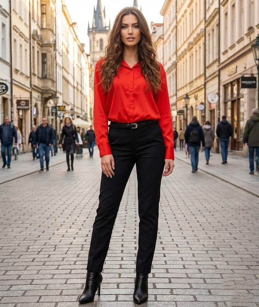 Női selyem hatású ing(L-3XL)-PLUS SIZE