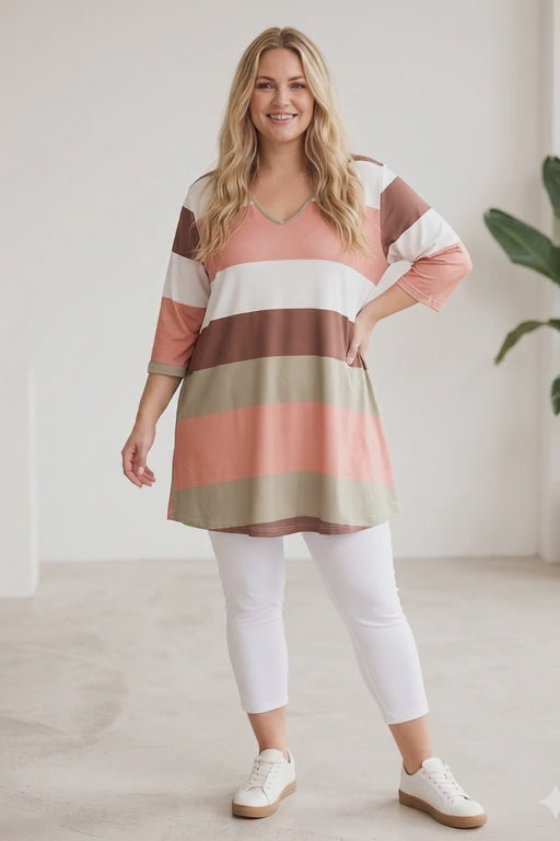 Női A-vonalú plus size tunika V-nyakkal(L-4XL)