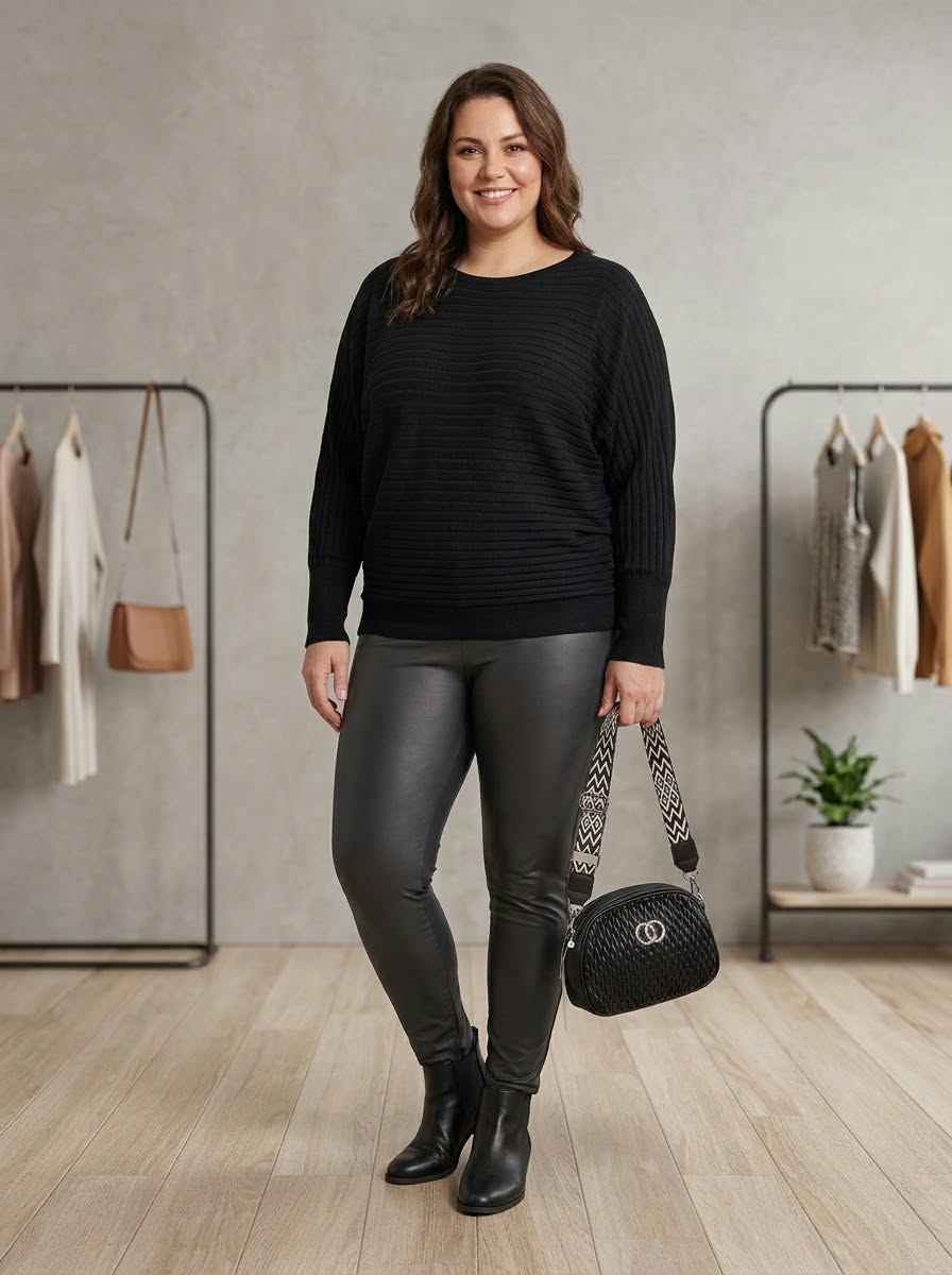 PLUS SIZE Elegáns csónaknyakú kötött női felső – L–3XL