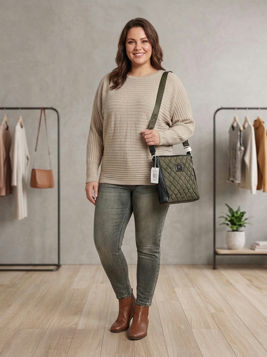 PLUS SIZE Elegáns csónaknyakú kötött női felső – L–3XL