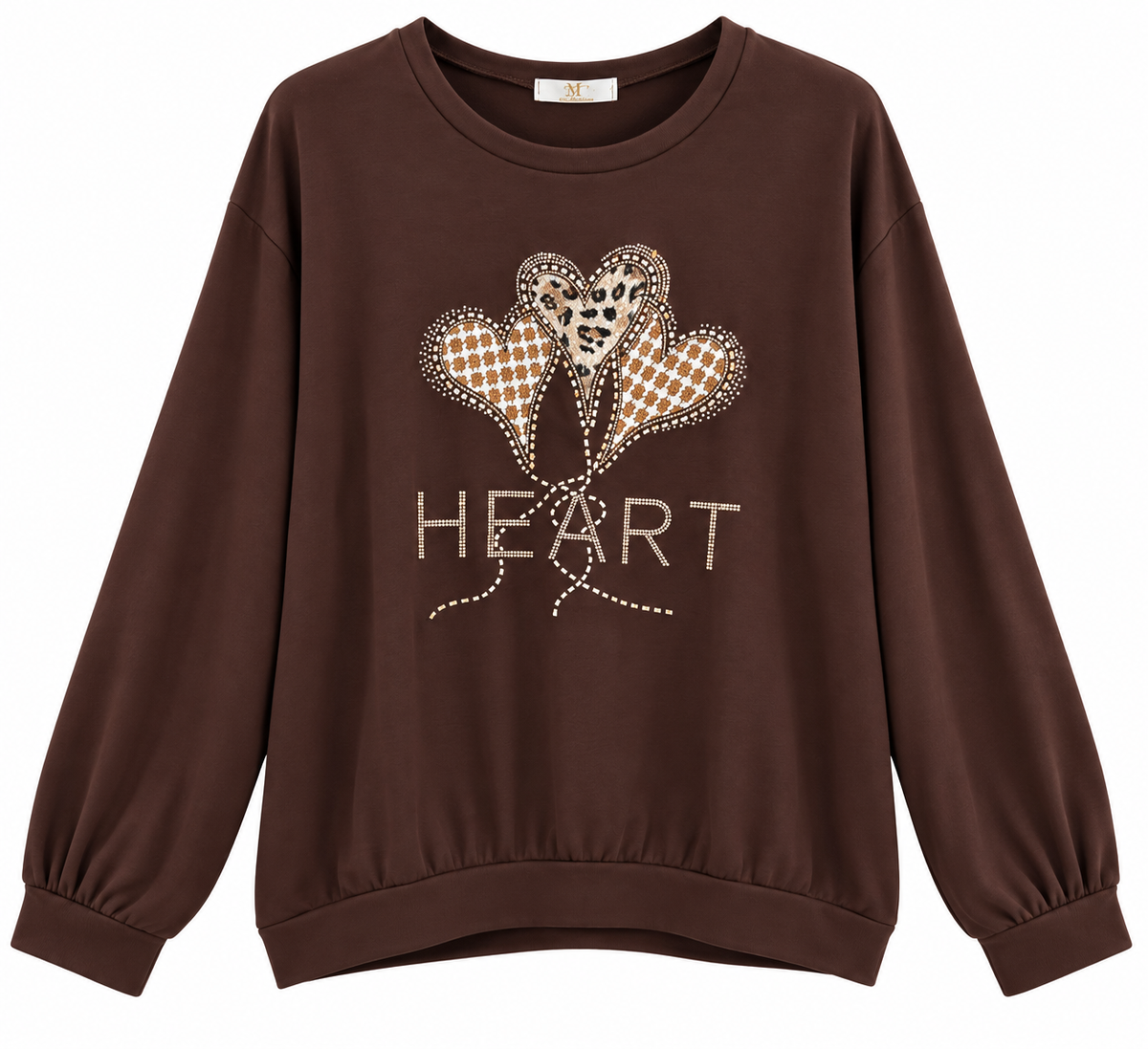Női pamut felső csillogó HEART szív mintával M–2XL