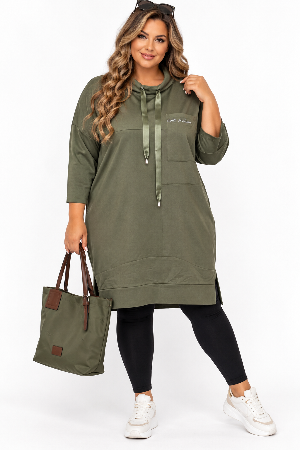 PLUS SIZE női pamut tunika L–4XL méretig fekete és khaki színben