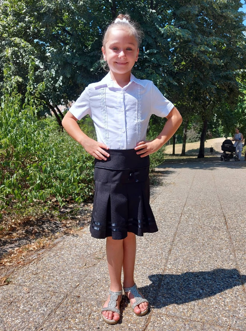 Rakott ünneplő lány szoknya- Fekete