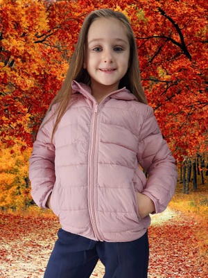 Open image in slideshow, Lány átmeneti steppelt kabát- Rózsaszím
