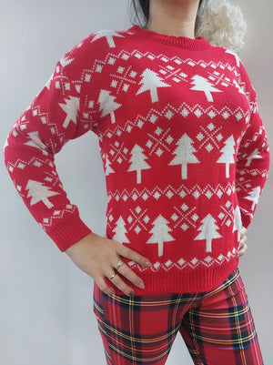 Open image in slideshow, Christmas mintás női kötött pulóver
