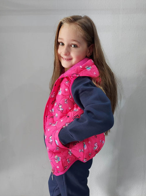 Átmeneti lány mellény- Pink/ Minnie nyomott mintával