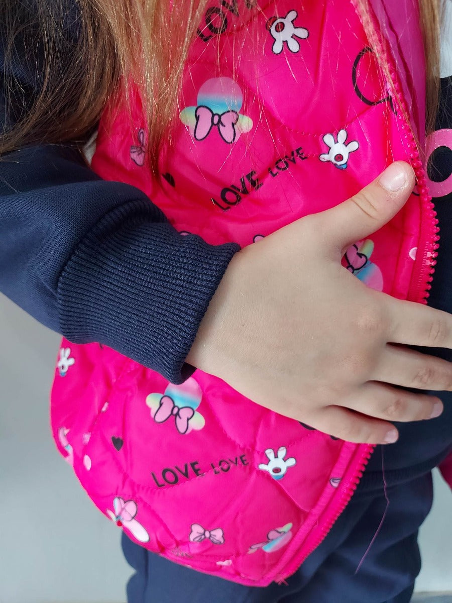Átmeneti lány mellény- Pink/ Minnie nyomott mintával