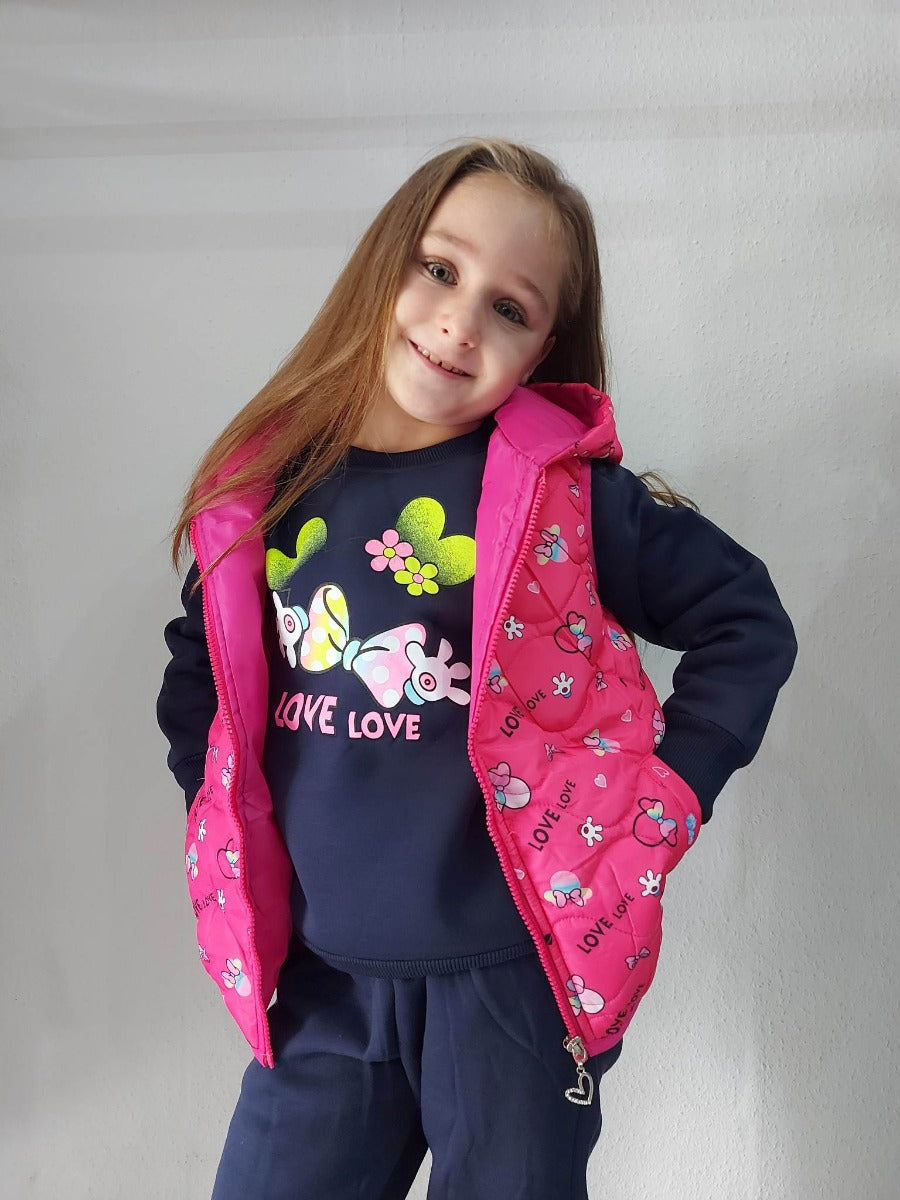 Átmeneti lány mellény- Pink/ Minnie nyomott mintával
