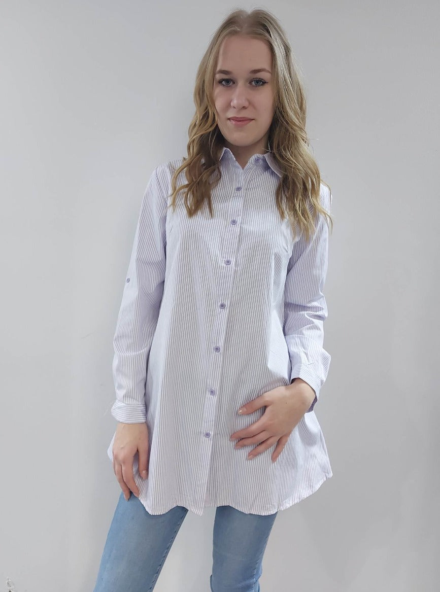 Hosszított csíkos női ing-Plus size