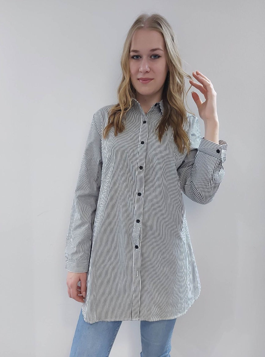 Hosszított csíkos női ing-Plus size