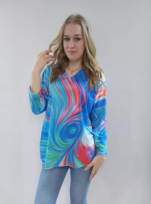 Open image in slideshow, Trendi V nyakú női felső-Plus size
