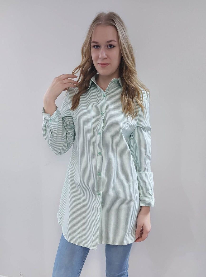 Hosszított csíkos női ing-Plus size