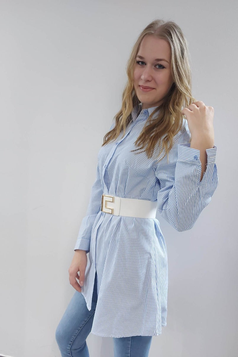 Hosszított csíkos női ing-Plus size
