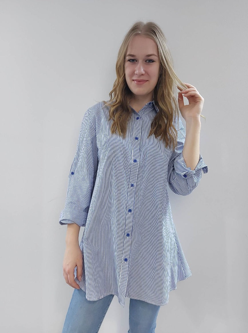 Hosszított csíkos női ing-Plus size