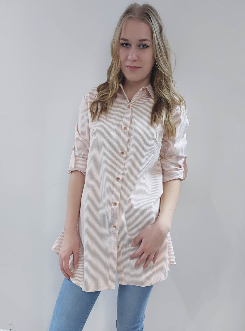 Hosszított csíkos női ing-Plus size