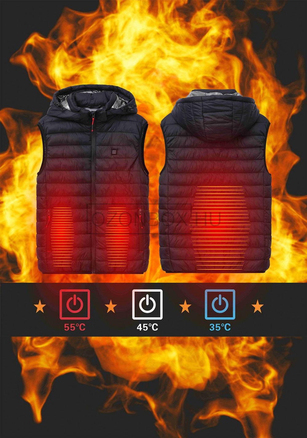 Steppelt fűthető mellény- Plus size(2XL-6XL)