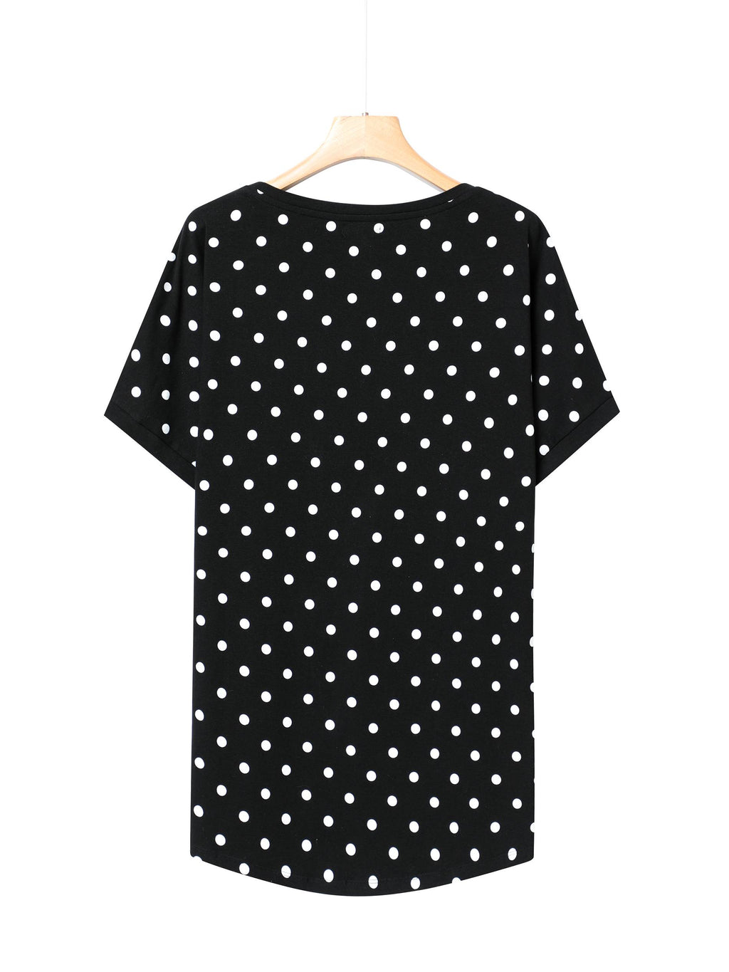 Pöttyös nyomott mintás női póló-Plus size