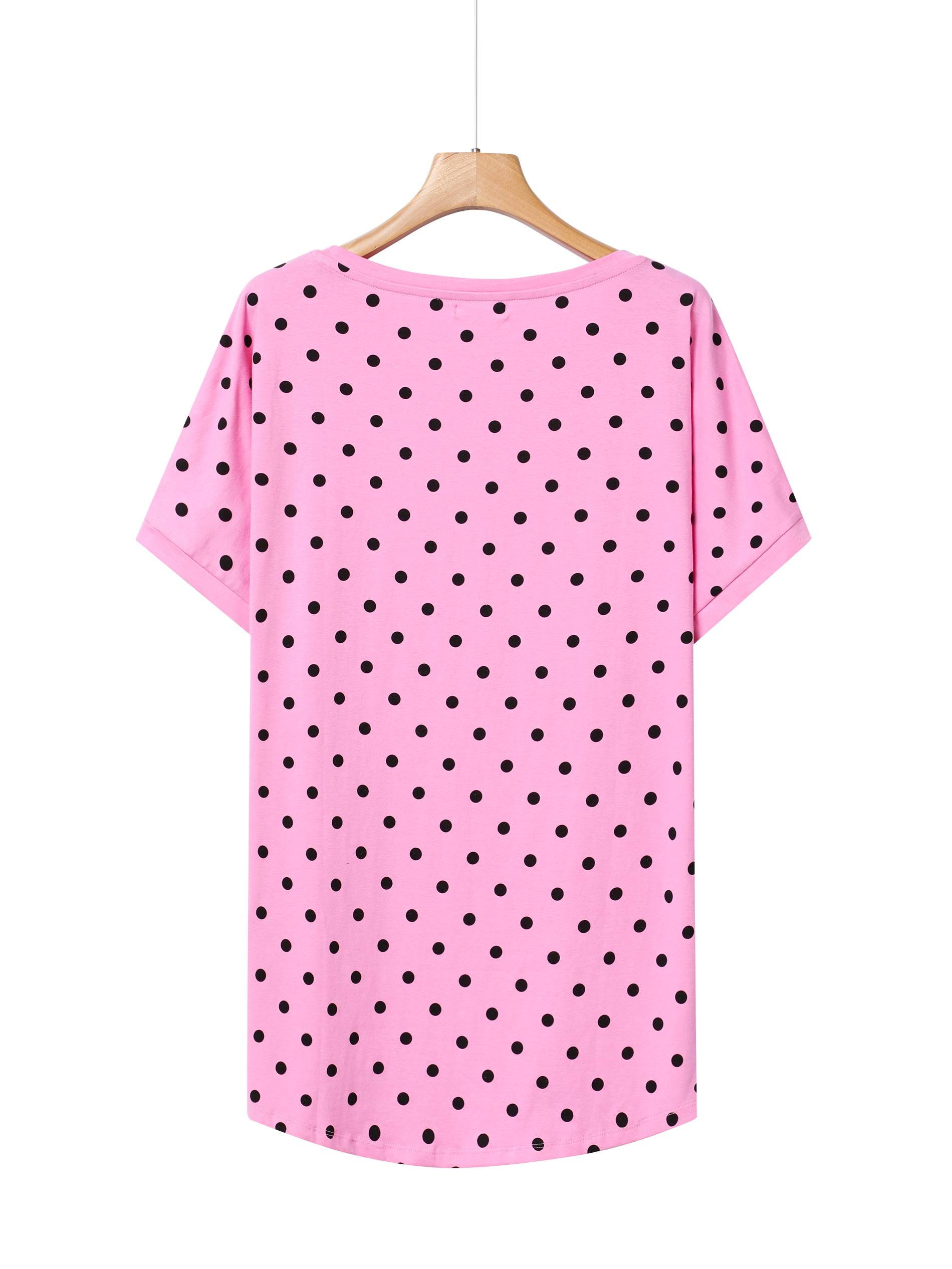 Pöttyös nyomott mintás női póló-Plus size