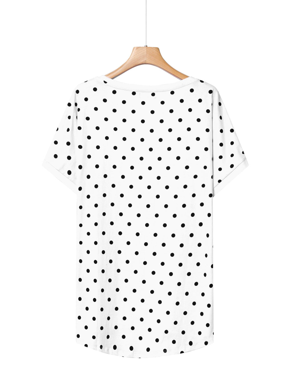 Pöttyös nyomott mintás női póló-Plus size