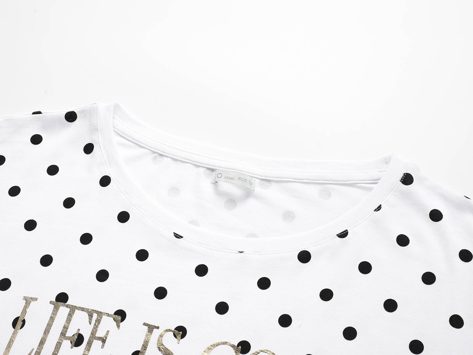 Pöttyös nyomott mintás női póló-Plus size