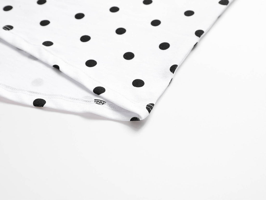 Pöttyös nyomott mintás női póló-Plus size