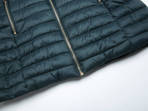 Steppelt hosszított női kabát-Sötétzöld